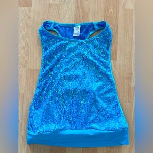 Balera size SA adult Blue Sequin Holographic Jazz  Dance top like new